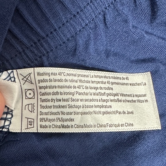 Navy Blue 3 Piece Pajama Set with White Trim - Picture 6 of 6